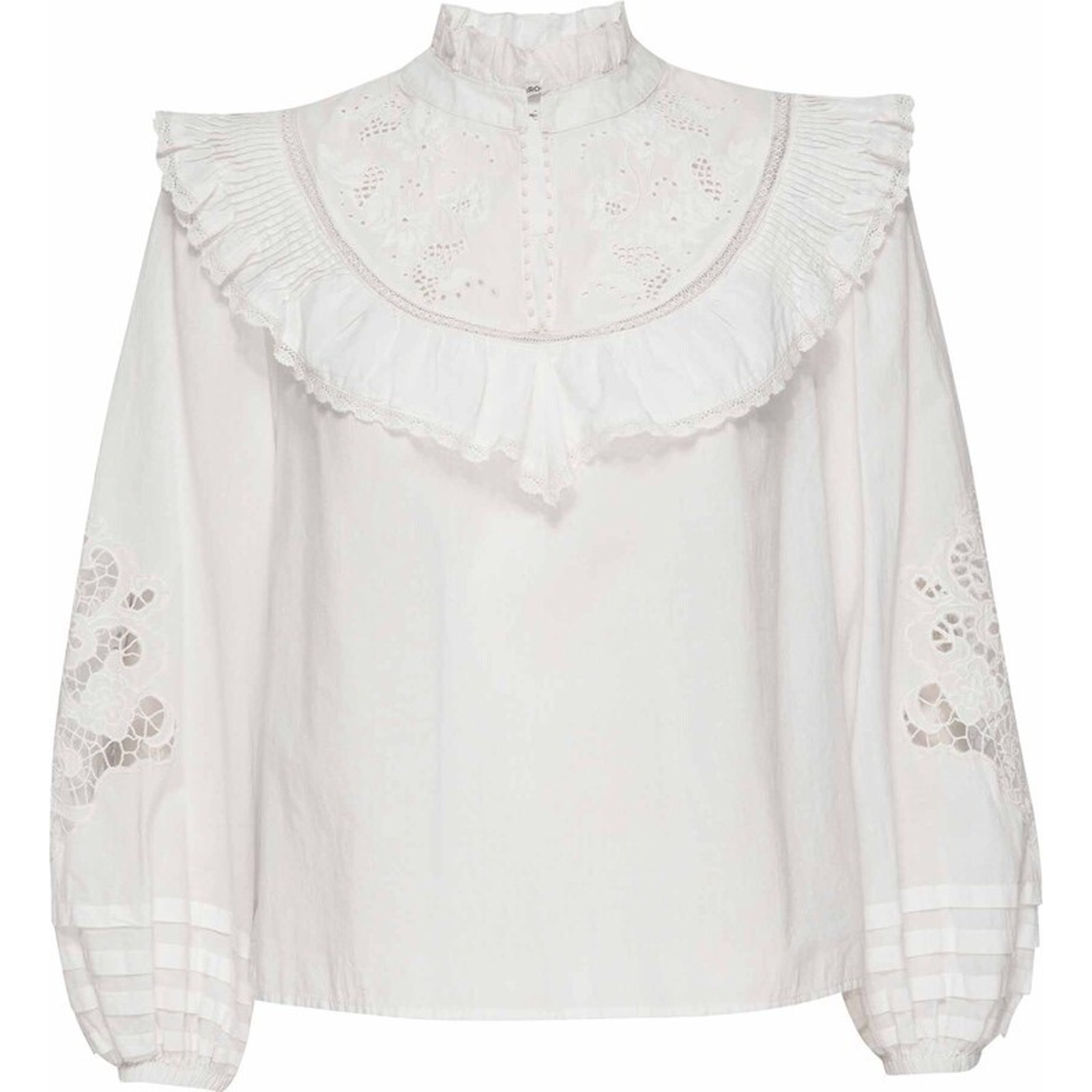 St. Roche Milky Clair Ruffle High Neck Peasant Top Size 2 Organic Cotton